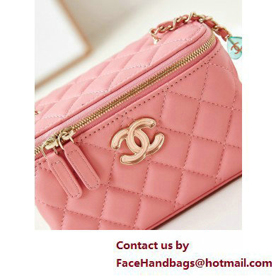 Chanel Lambskin, Resin  &  Gold-Tone Metal Clutch with Chain Bag AP3213 Coral Pink 2025